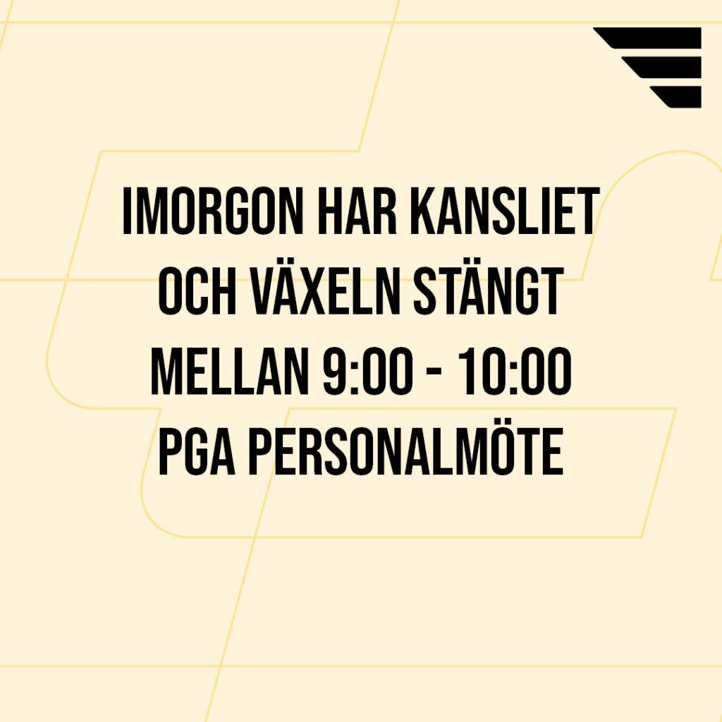 Personalmöte imorgon (1/4) kl 9:00-10:00