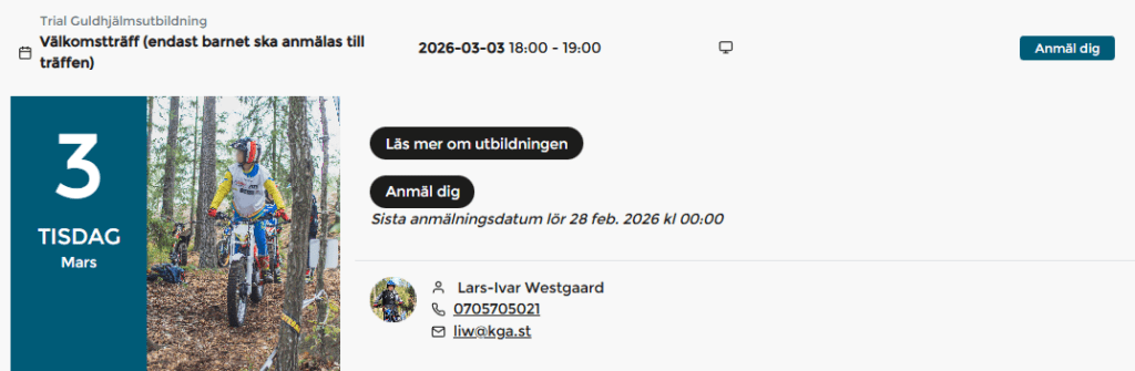 Guldhjälmsutbildning Trial 3 mars